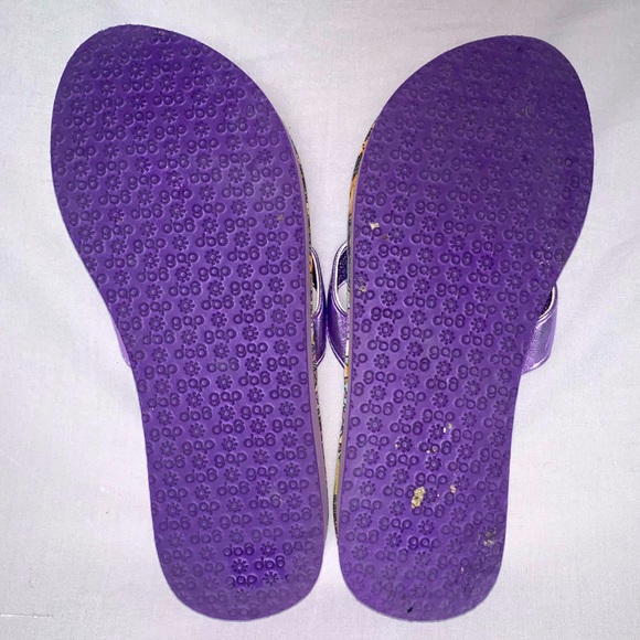 GAP Y2K 90s 80s Platform Purple Shimmer Rosette Sandals Women’s 7 Spring Summer - Picture 5 of 7